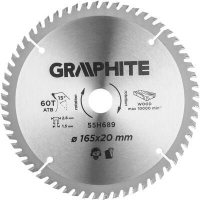 Graphite 55H689 Kreissägeblatt - 60Z, 165mm Graphite 55H689 Kreissägeblatt - 60Z, 165mm