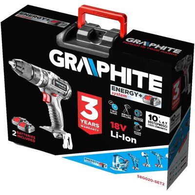 Graphite 58G020-SET2 bürstenloser Akku-Bohrschrauber Energy+ 2X 18V 2Ah - Akku-Bohrmaschine Graphite 58G020-SET2 bürstenloser Akku-Bohrschrauber Energy+ 2X 18V 2Ah - Akku-Bohrmaschine