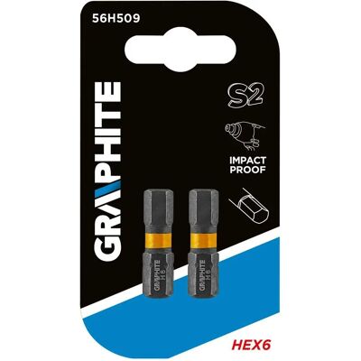 Graphite 56H509 Skruvmejselbitar - Sexkant, 25mm, Set av 2 Graphite 56H509 Skruvmejselbitar - Sexkant, 25mm, Set av 2