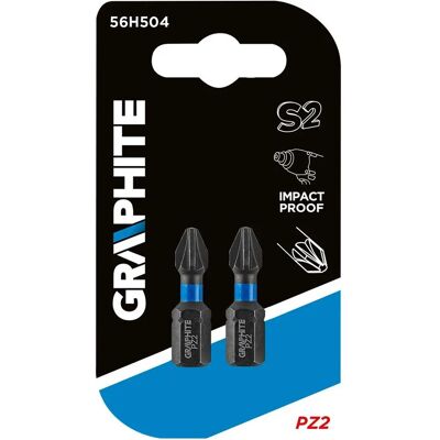 Graphite 56H504 skruvmejselbit - Pz2, 25mm, Set om 2 Graphite 56H504 skruvmejselbit - Pz2, 25mm, Set om 2