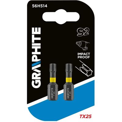 Inserti cacciavite Graphite 56H514 - Punta percussione, TX25, 2 pezzi Inserti cacciavite Graphite 56H514 - Punta percussione, TX25, 2 pezzi