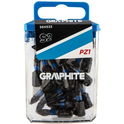 Graphite 56H533 Schraubenzieherbit - Schlagfeste PZ1, 25 mm, 20 pcs. Graphite 56H533 Schraubenzieherbit - Schlagfeste PZ1, 25 mm, 20 pcs.