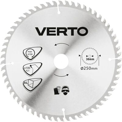 VERTO 250mm Hartmetallkreissägeblatt - Aluminium & Holz VERTO 250mm Hartmetallkreissägeblatt - Aluminium & Holz