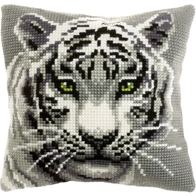 Buttinette White Tiger Cross-Stitch Cushion Cover - 40x40cm Buttinette White Tiger Cross-Stitch Cushion Cover - 40x40cm
