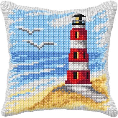 Buttinette Custom Cushion Cross-Stitch Kit - Lighthouse - 40x40cm Buttinette Custom Cushion Cross-Stitch Kit - Lighthouse - 40x40cm