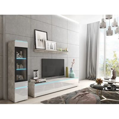 Sada nábytku Vera I do obývacího pokoje - Moderní, laminované, skleněné dveře Sada nábytku Vera I do obývacího pokoje - Moderní, laminované, skleněné dveře