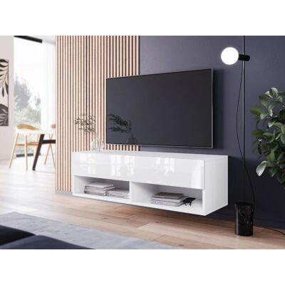 Bratex 100cm Bílý Lesklý TV Lowboard - Nábytek Bratex 100cm Bílý Lesklý TV Lowboard - Nábytek