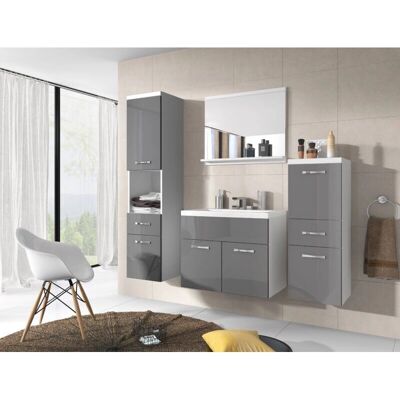 MUEBLES SLAVIC Weiß/Grau Glanz Badezimmer Set MUEBLES SLAVIC Weiß/Grau Glanz Badezimmer Set