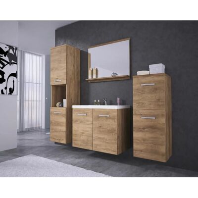 MUEBLES SLAVIC Badezimmermöbel-Set - Weiß, Großer Spiegel, Waschbecken MUEBLES SLAVIC Badezimmermöbel-Set - Weiß, Großer Spiegel, Waschbecken
