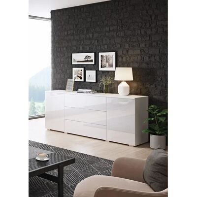 Bratex Commode Paris 150 Blanc Brillant - Publicité Bratex Commode Paris 150 Blanc Brillant - Publicité