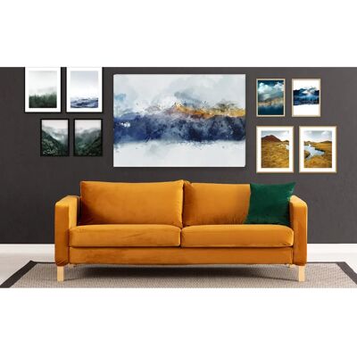 Dekoria Golden Mountains Leinwandbild - Abstrakt, Blau, Gold - 50x70cm Dekoria Golden Mountains Leinwandbild - Abstrakt, Blau, Gold - 50x70cm