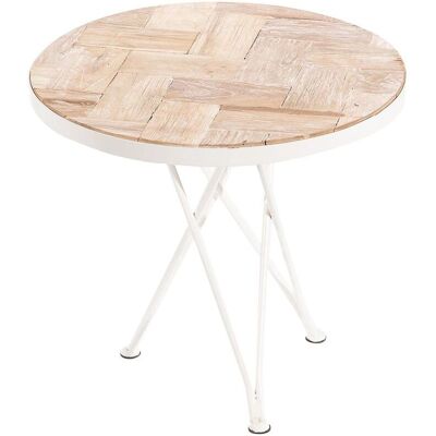 Dekoria Albiori II Beistelltisch - Naturholz, Weißmetall, 49cm Dekoria Albiori II Beistelltisch - Naturholz, Weißmetall, 49cm