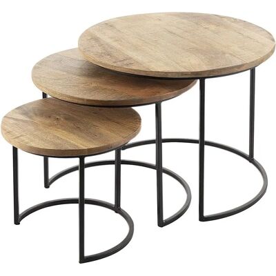 Dekoria Loft 3-teilig Beistelltische - Schwarz, Braun - Moderner Industrie-Design Dekoria Loft 3-teilig Beistelltische - Schwarz, Braun - Moderner Industrie-Design