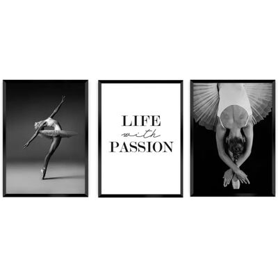 Dekoria Passion 3-teiliges Set - Schwarzweiß Wandkunst Dekoria Passion 3-teiliges Set - Schwarzweiß Wandkunst