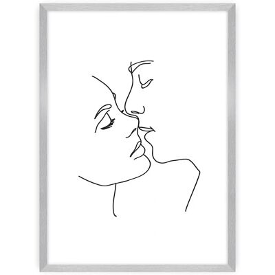 Dekoria - Kiss Line - biały - 40 x 50 cm - Poster Dekoria - Kiss Line - biały - 40 x 50 cm - Poster