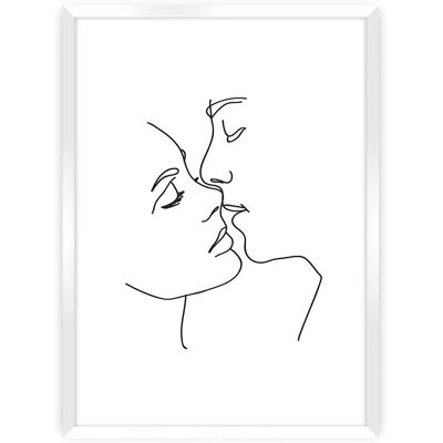Dekoria - Kiss Line - White - 50x70 cm - Poster Dekoria - Kiss Line - White - 50x70 cm - Poster