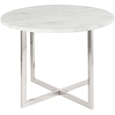 Dekoria Melody Beistelltisch - Marmorplatte - Silberstahlbasis - Moderner Stil Dekoria Melody Beistelltisch - Marmorplatte - Silberstahlbasis - Moderner Stil