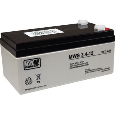 Akumulator UPS MW Power MWS 3.4-12 - 12V 3,4Ah Zamknięte ołowiowe Akumulator UPS MW Power MWS 3.4-12 - 12V 3,4Ah Zamknięte ołowiowe
