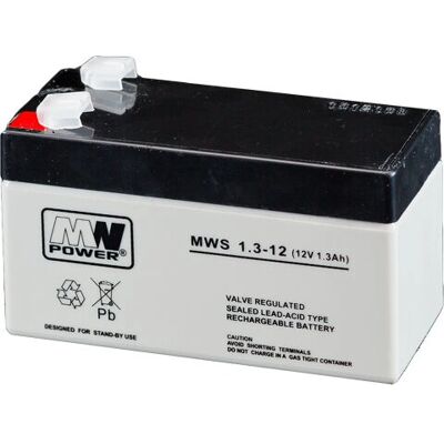 MW Power MWS 1.3-12 Batterie UPS - Plomb Acide, 12V 1.3Ah MW Power MWS 1.3-12 Batterie UPS - Plomb Acide, 12V 1.3Ah