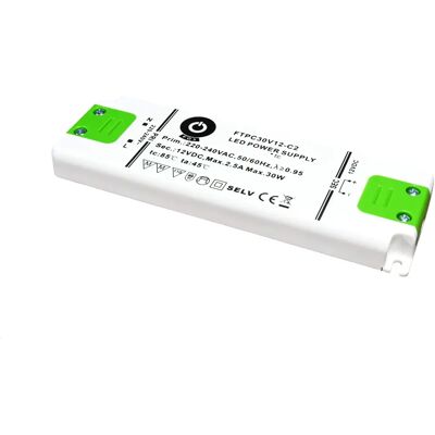 POS POWER FTPC30V12-C2 - Fuente de alimentación LED - 30 W, 12 V, 2.5 A POS POWER FTPC30V12-C2 - Fuente de alimentación LED - 30 W, 12 V, 2.5 A