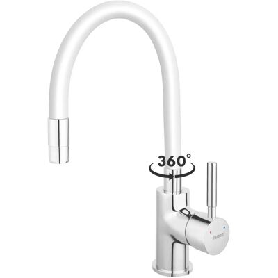 Robinet de Cuisine Ferro Zumba à Bec Flexible - Blanc/Chrome - Robinet de Cuisine - Publicité Robinet de Cuisine Ferro Zumba à Bec Flexible - Blanc/Chrome - Robinet de Cuisine - Publicité