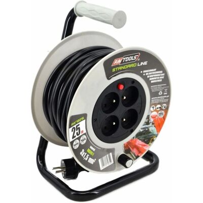 Awtools Câble d'extension 25m - 4 Prises, 3x1,5mm, 16A/3680W Awtools Câble d'extension 25m - 4 Prises, 3x1,5mm, 16A/3680W