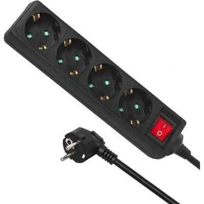 Maclean Verlengsnoer 4 Stopcontacten 5m Zwart - Verlengkabel Maclean Verlengsnoer 4 Stopcontacten 5m Zwart - Verlengkabel