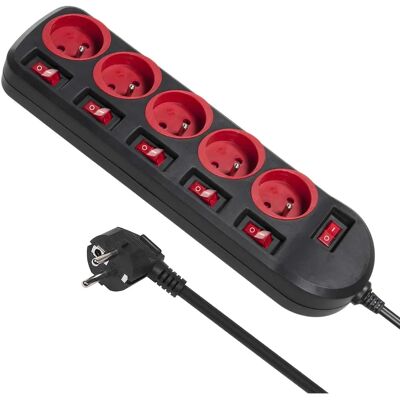 Maclean MCE204 Verlängerung - 5 Steckdosen - 1,5 m - Schwarz, Rot Maclean MCE204 Verlängerung - 5 Steckdosen - 1,5 m - Schwarz, Rot