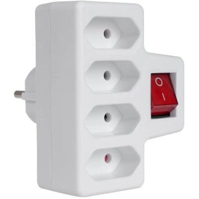 Adaptateur de Prise Maclean MCE217 - Type E - 4 Prises - Publicité Adaptateur de Prise Maclean MCE217 - Type E - 4 Prises - Publicité