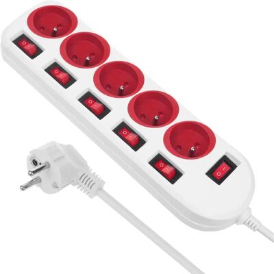 Maclean Verlengsnoer - 5 Franse E stopcontacten - 1,5m Kabel Maclean Verlengsnoer - 5 Franse E stopcontacten - 1,5m Kabel