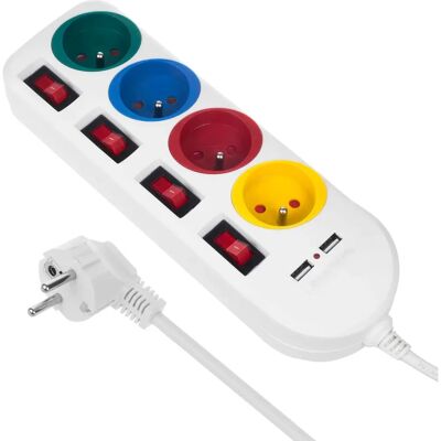 Maclean Energy MCE229 W Steckdosenleiste - 4 Steckdosen + 2 USB Maclean Energy MCE229 W Steckdosenleiste - 4 Steckdosen + 2 USB