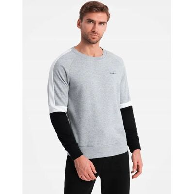 Hanorac bicolor pentru bărbați Ombre - Gri - Mâneci raglan Hanorac bicolor pentru bărbați Ombre - Gri - Mâneci raglan