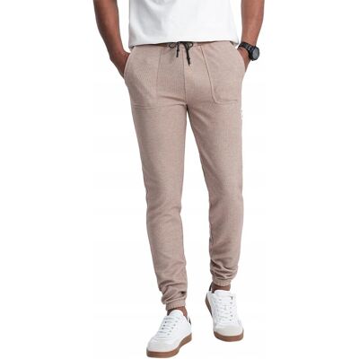 Pantaloni de trening din tricot structurat pentru bărbați - Cafea L - Pantaloni sport Pantaloni de trening din tricot structurat pentru bărbați - Cafea L - Pantaloni sport