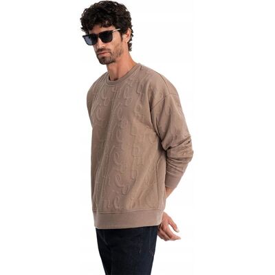 Hanorac Ombre pentru bărbați cu croială lejeră și litere în relief - hanorac casual Hanorac Ombre pentru bărbați cu croială lejeră și litere în relief - hanorac casual