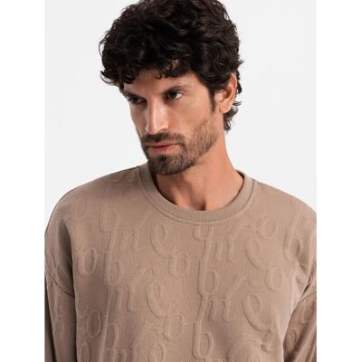 Hanorac Ombre pentru bărbați cu croială relaxată - Litere în relief - Maro Hanorac Ombre pentru bărbați cu croială relaxată - Litere în relief - Maro