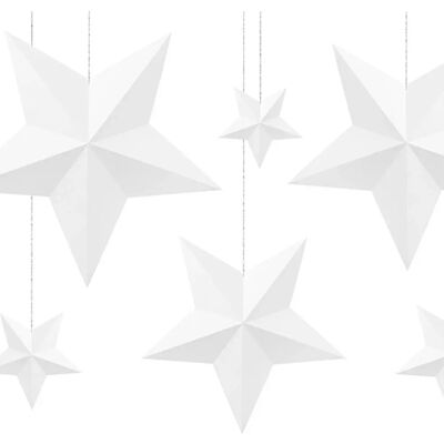 JADEO 6 Étoiles suspendues blanches 3D Noël - Étoiles décoratives - Publicité JADEO 6 Étoiles suspendues blanches 3D Noël - Étoiles décoratives - Publicité