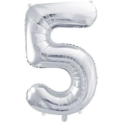 PartyDeco Stříbrný Číslo 5 Balón - Oslava Dekorace PartyDeco Stříbrný Číslo 5 Balón - Oslava Dekorace