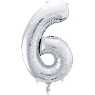 PartyDeco Stříbrný Číslo 6 Balón - Osobní Výzdoba PartyDeco Stříbrný Číslo 6 Balón - Osobní Výzdoba