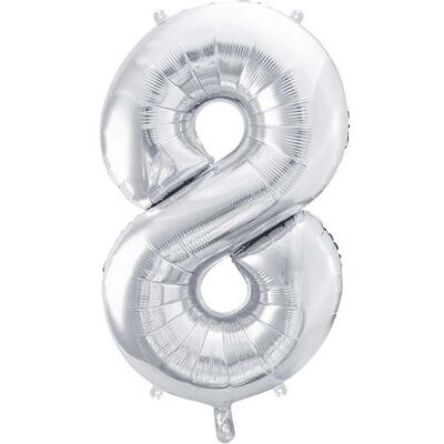 PartyDeco Stříbrný Číslo 8 Balón - Oslava PartyDeco Stříbrný Číslo 8 Balón - Oslava