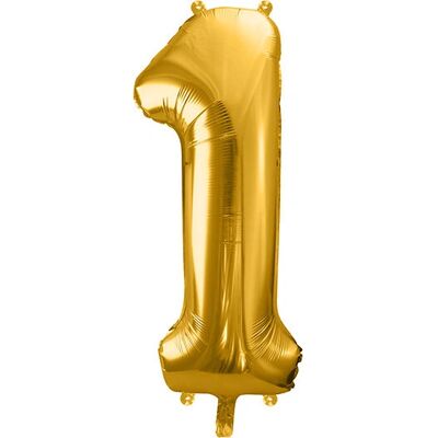 PartyDeco Zlatý Číslo 1 Balón - Narozeninová výzdoba PartyDeco Zlatý Číslo 1 Balón - Narozeninová výzdoba