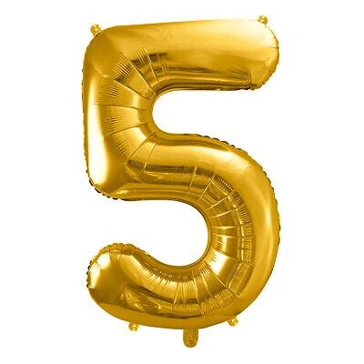PartyDeco Gold Nummer 5 Ballon - Partydekoration PartyDeco Gold Nummer 5 Ballon - Partydekoration