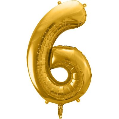 PartyDeco Gold Nummer 6 Ballon - 86cm Partydekoration PartyDeco Gold Nummer 6 Ballon - 86cm Partydekoration