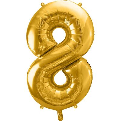 PartyDeco Gold Zahl 8 Ballon - 86cm Party Dekoration PartyDeco Gold Zahl 8 Ballon - 86cm Party Dekoration