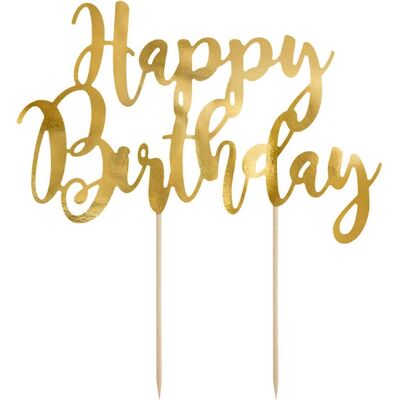 PartyDeco KPT11-019M Kuchenaufsatz - Geburtstag, Gold, 22,5cm PartyDeco KPT11-019M Kuchenaufsatz - Geburtstag, Gold, 22,5cm