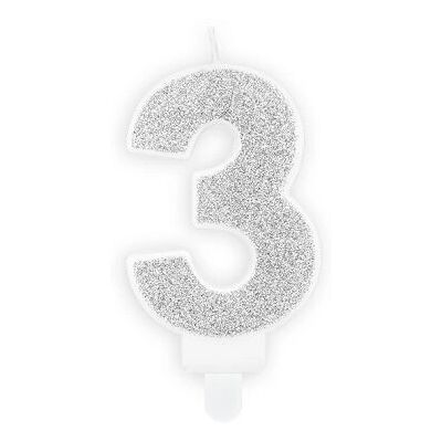 PartyDeco - SCU3-3-018B - Silber - 7cm - Geburtstagskerze PartyDeco - SCU3-3-018B - Silber - 7cm - Geburtstagskerze