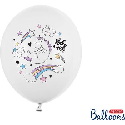 PartyDeco SB14P-205-008-6 Weiß Einhorn Latexballons - Partydekoration PartyDeco SB14P-205-008-6 Weiß Einhorn Latexballons - Partydekoration