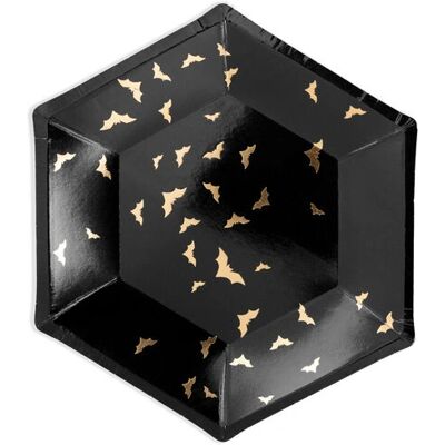 Piatti di Halloween Nero e Oro con Pipistrello - Party Plates Piatti di Halloween Nero e Oro con Pipistrello - Party Plates