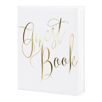 PartyDeco Gästebuch - Weiß mit Gold - 22 Seiten PartyDeco Gästebuch - Weiß mit Gold - 22 Seiten