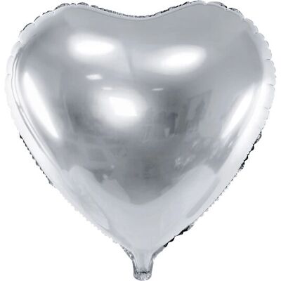 PartyDeco FB23M-018-KARTON Silber Herzballon - Partydekoration PartyDeco FB23M-018-KARTON Silber Herzballon - Partydekoration