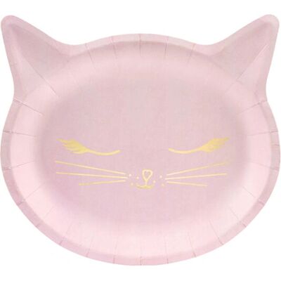 PartyDeco TPP42 Prato de papel de gato rosa - Prato descartável PartyDeco TPP42 Prato de papel de gato rosa - Prato descartável